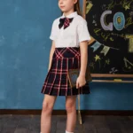 British Academy Girls’ Lace-Trimmed Short-Sleeved Shirt