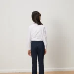 British Academy Girls’ Polar White Wrinkle-Resistant Long-Sleeved Shirt