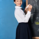 British-Inspired Girls’ Pleated Skirt-Navy Blue