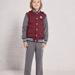 British Preppy Sports Set-Maroon & Dark Gray