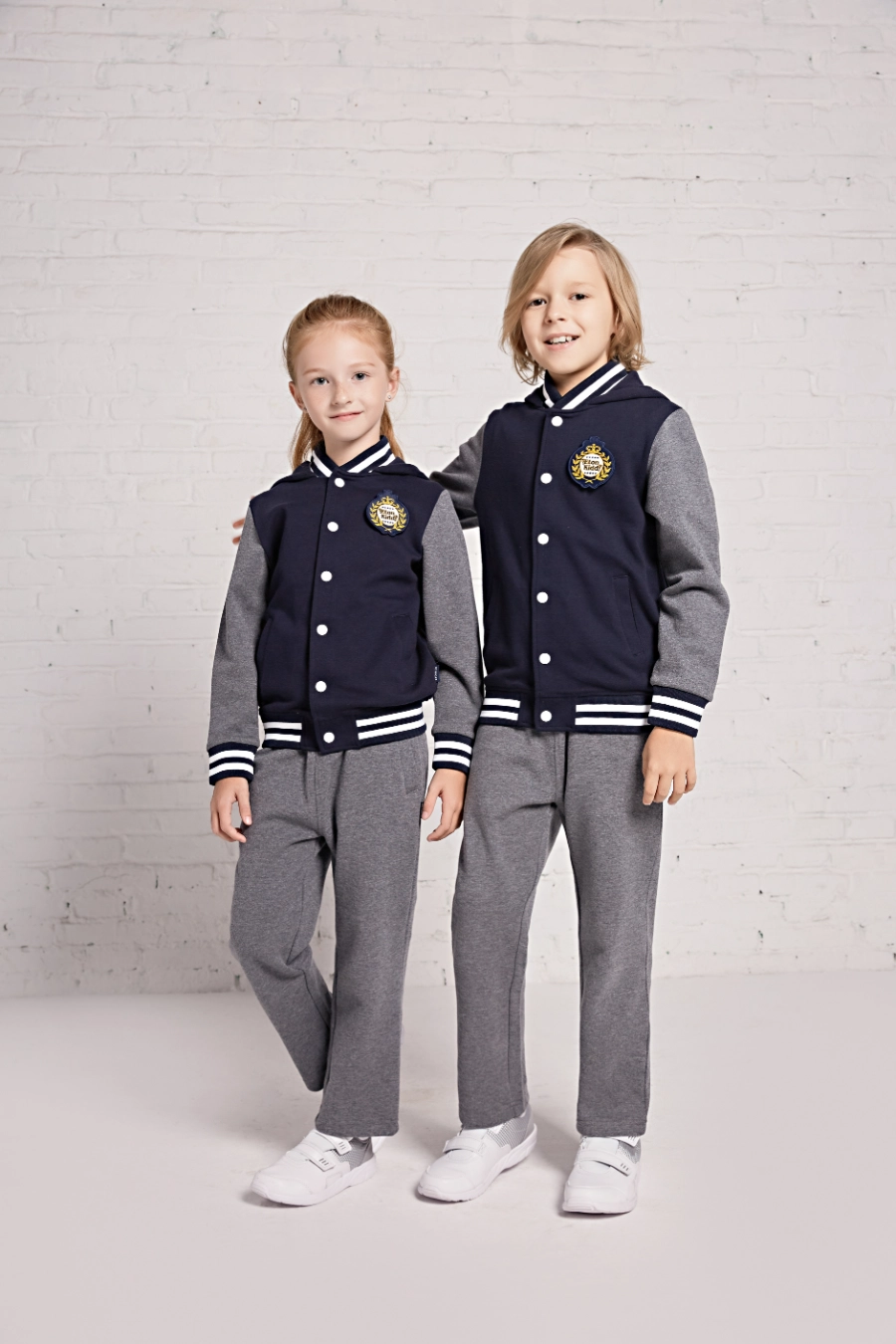 British Preppy Sports Set-Navy & Dark Gray