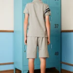 Preppy British Knit Athletic Set-Light Gray